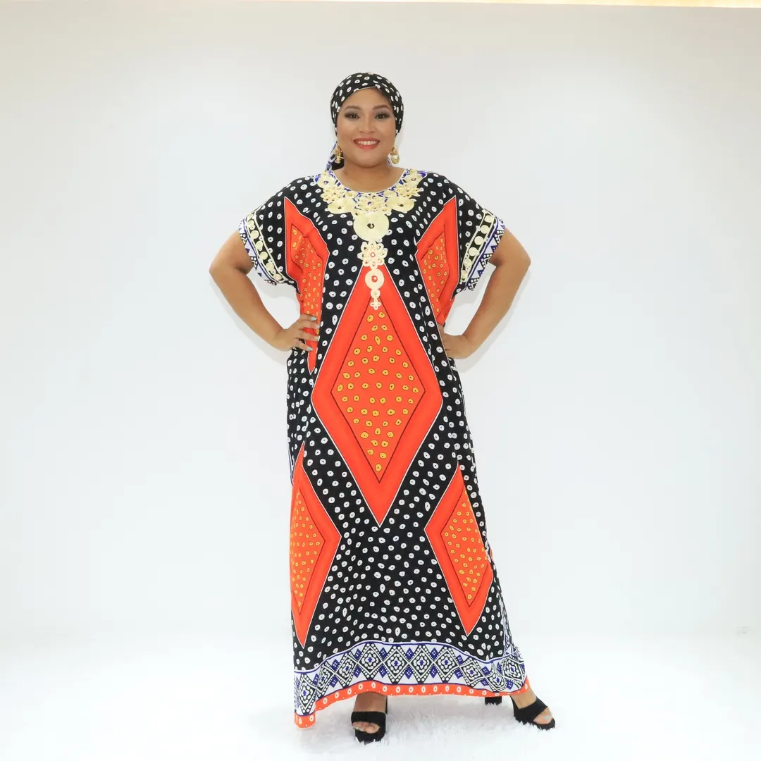 Etnische Kleding Kaftan Digitaal Print Zijde LT656-534BS18 Ghana Moslim Jurk Kaftan