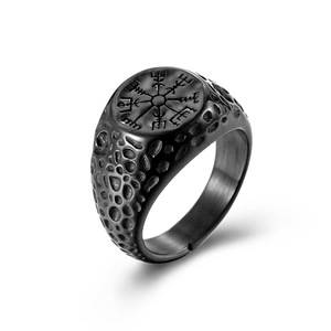 Cross-border yunnique vintage Viking compass <b>ring</b>, distressed <b>titanium</b> steel <b>ring</b> for men, Nordic cultural symbol j - Product Image 5