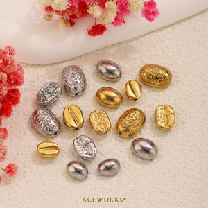 Coffee Bean Beads | 18K PVD Gold Plated Stainless Steel Coffee Bean Beads <b>Spacer</b> for DIY Jewelry Making Waterproof Tarnish Free - Product Image 2