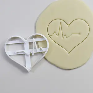 ECG biscuit abrasive white baking tool DIY cartoon heartbeat medical theme biscuits new cake topper suppliers