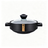 Cacerola de Cerámica Resistente a la Quemadura en Seco, Compatible con Cocina de Gas y sin Inducción, con Tapa de Vidrio, Juego de Utensilios de Cocina para el Hogar y Restaurantes