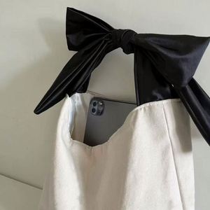 Casual Cute Girl Personalised Bowknot Tote <b>Bag</b> Canvas Foldable <b>Bag</b> Shopping Handbags - Product Image 6