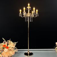 Support de Décoration de Scène de Mariage de Haute Qualité, Nouvelle Arrivée, avec Lumières LED et Porte-Bougie Électroplaqué en Fer