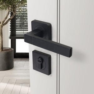 Yonfia A8230R10 <span class=keywords><strong>Poignée</strong></span> <span class=keywords><strong>de</strong></span> <span class=keywords><strong>Porte</strong></span> Carrée Moderne en Aluminium Noir Massif, Loquet <span class=keywords><strong>de</strong></span> <span class=keywords><strong>Porte</strong></span> Intérieur pour Maison, WC et Portes en Bois - Product Image 4
