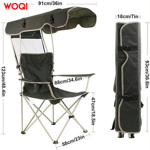 Silla Plegable para Exteriores Woqi con Toldo, 123x58x91 cm, Marco de Aluminio, Tela Oxford, Silla de Jardín y Camping - Product Image 1