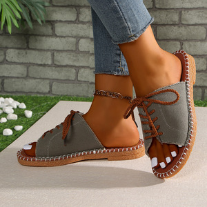 Sandales d'été 2026 pour femmes, style européen et américain, grande taille, semelle en caoutchouc, à brides croisées, plateforme, pour la plage - Product Image 2