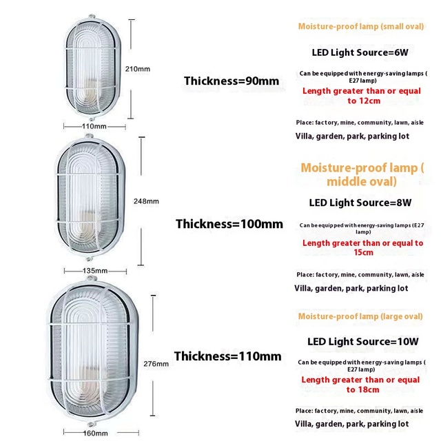 Modern LED Wall Light Waterproof & Dustproof for Indoor & Outdoor Project Moisture-Proof Bulkhead Light for Cold Storage