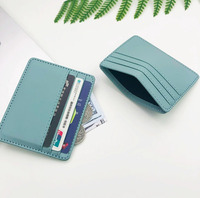 Paling Populer Logo kustom lembut sapi Pebble PU kulit dompet kartu kredit pria wanita ramping saku tempat kartu Id