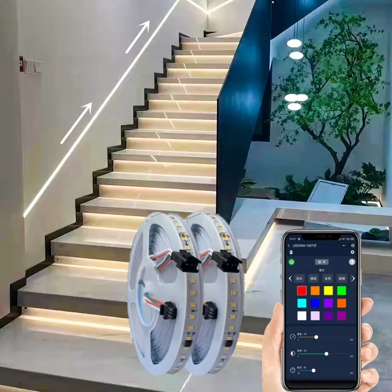Laufwasser-led-Treppenlicht für Bewegungssensor led-Treppenbeleuchtung intelligenter Treppenlichtstreifen app-steuerung Treppe
