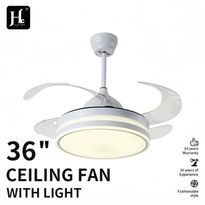 Ventilateur de plafond LED moderne en métal avec moteur DC, 3 pales, télécommande, intensité variable, 6 vitesses, 3000K-6000K, blanc chaud, montage en suspension pour salon - Product Image 2