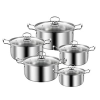Ensemble de casseroles modernes en métal antiadhésif 10 pièces avec casserole et faitout en acier inoxydable - Passe au lave-vaisselle