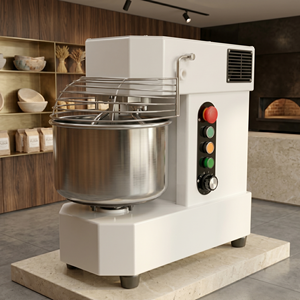 Impastatrice Industriale a Spirale con Ciotola in Acciaio Inox e Coperchio di Sicurezza, Attrezzatura per Impastare Farina per Panifici, Pizzerie e Pasticcerie - Product Image 1