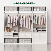Boîte de rangement de chaussures en plastique pliable transparente, réutilisable et personnalisable, empilable au design moderne pour baskets chaussures en toile