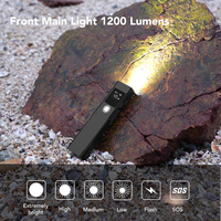 Linterna LED Recargable IP65 Resistente al Agua, Haz Verde y Blanco, 1200 Lúmenes, USB-C, para Camping, Aleación de Aluminio 6061, Plana, de Bolsillo, EDC