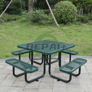 โต๊ะโลหะตั้งแคมป์72 "<span class=keywords><strong>96</strong></span>" โต๊ะปิกนิกพร้อมม้านั่งเฟอร์นิเจอร์ในสวนโต๊ะตั้งแคมป์เหล็กพร้อมรูร่ม - Product Image 3