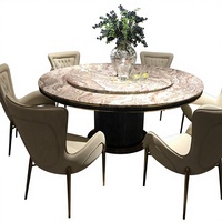 Table à manger ronde pivotante de luxe moderne sur mesure, 6 places, 1,8 m, avec plateau en marbre et plateau tournant Lazy Susan, pour salle à manger de villa