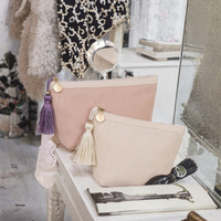Nouvelle Trousse de Maquillage Portable en Velours Côtelé avec Fermeture Éclair, Mini Pochette Rouge, Étui Cosmétique à Petite Ouverture, Solution de Rangement Portable