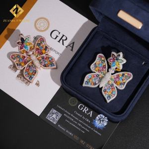 Nuevo Colgante de Mariposa con Moissanita de Color, Plata de Ley 925, Moissanita VVS con Efecto Hielo, Joyería que Pasa el Test de Diamantes - Product Image 2
