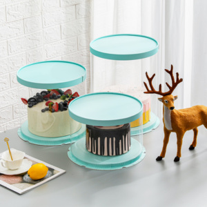 Rectangle Customized Round Wedding Transparent Tall Clear Packaging Boxes Cake box