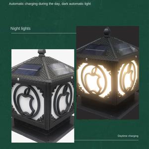 โคมไฟสนามกลางแจ้งสไตล์ยุโรป, โคมไฟเสาพลังงานแสงอาทิตย์เปลี่ยนสีได้โคมไฟสวนไฟประตูพลังงานแสงอาทิตย์ - Product Image 4