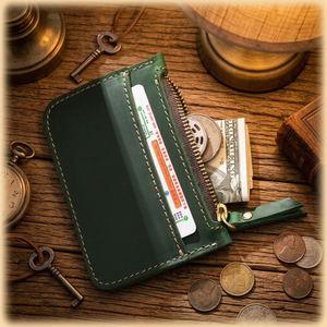 Vintage Genuine Leather Business Card Coin Purse Zipper Closure Unisex <b>Wallet</b> Cowhide Mini Multi-Function Card <b>Holder</b> - Product Image 2