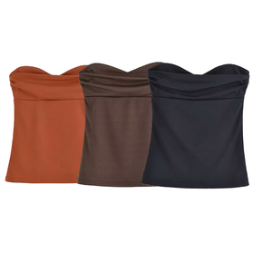 Summer Women's Clothing 2025 New Fashion Breathable Ruched <b>Heart</b>-<b>shaped</b> Tank <b>Top</b> Retro Sleeveless Solid Color Casual - Product Image 1