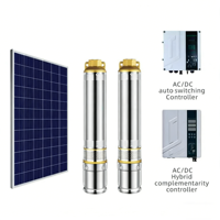 Pompe à eau solaire ACDC, pompe à eau solaire pour puits profonds, pompe d'irrigation solaire hybride, contrôle haute vitesse, pompe à eau submersible solaire