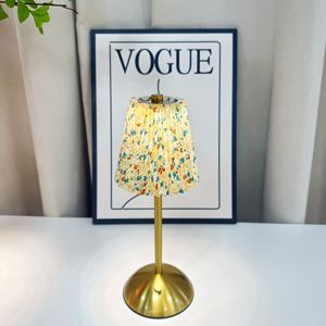 Cross-border minimalist pastoral pleated fabric night light, home decor, <b>bedside</b> <b>table</b> lamp, stylish atmosphere. - Product Image 1