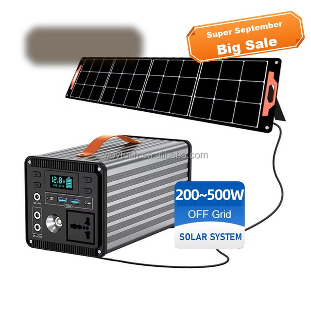 500W Off-Grid Emergency Power Station LiFePO4 Solar Generator 392Wh Backup Power Supply Home Outdoor Pure Sine Wave