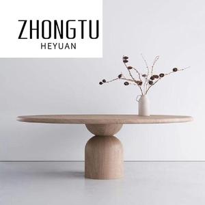 Mesa de comedor de diseño moderno, de <span class=keywords><strong>centro</strong></span> de mesa de comedor Hotel, juego de mesa de comedor redonda de madera de roble, muebles nórdicos de 8 plazas de madera maciza - Product Image 3