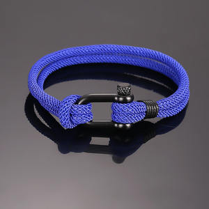 Bracciale da uomo BM3012 a doppio filo in corda nautica con chiusura a bullone in acciaio inossidabile, gioielli nautici, regalo per lui - Product Image 1