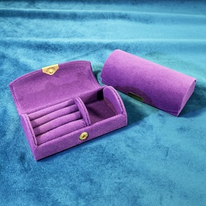 Wholesale Velvet Vintage Travel Jewelry Box Arched Flip <b>Top</b> Button Closure Storage Box for Rings <b>Earrings</b> Necklaces 10x5.5x3.5cm - Product Image 4