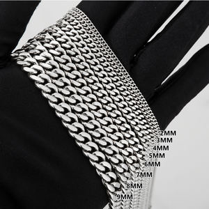 USA 8mm 5mm 3mm Miami Collier Hip Hop Bijoux Cadeaux Hommes Femmes 14K Or PVD Plaqué 316L Chaîne à maillons cubains en acier inoxydable - Product Image 5