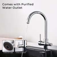 Robinet de cuisine en laiton avec purificateur d'eau, mitigeur pivotant à 360° à trou unique, pulvérisateur extractible chromé, robinet mélangeur eau chaude et froide