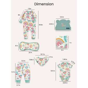 Polka Tots Pack de 10 Rainbow Print Jumbo Newborn Gift Cesto Set - Multicolor - Product Image 4