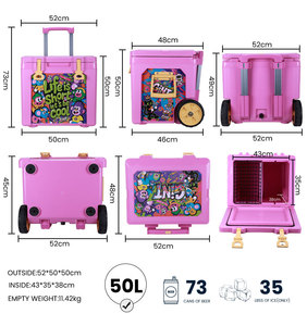 Glacière rigide personnalisée 50L, <span class=keywords><strong>portable</strong></span>, en plastique, pour camping, pique-nique et voiture, avec barre télescopique épaissie, qui maintient la glace - Product Image 3