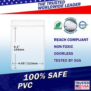 透明PVCカスタムロゴ防水再封可能ジップクリアパスポートカバープラスチック垂直IDカード名バッジホルダー - Product Image 4