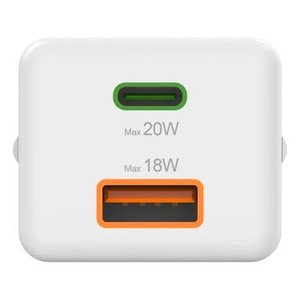 Caricabatterie USB <b>Type</b> A USB <b>Type</b> <b>C</b> 20W White Fast Charging Adapter - Product Image 2