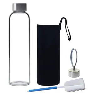 批发散装高品质硼硅酸盐夏季运动便携式气密外饮玻璃运动瓶