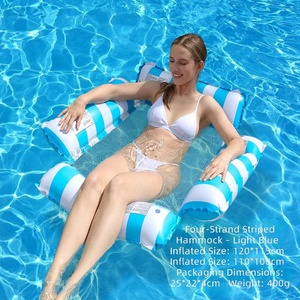 Hamaca Flotante Inflable a Rayas de Color Personalizado OEM de Fábrica, Balsa Flotante Portátil para Piscina, Venta al por Mayor para el Verano - Product Image 4