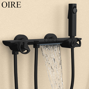 Robinet <span class=keywords><strong>de</strong></span> <span class=keywords><strong>douche</strong></span> mural <span class=keywords><strong>de</strong></span> luxe en laiton noir à poignée unique avec <span class=keywords><strong>barre</strong></span> coulissante 3 fonctions (chaud/froid/pluie/<span class=keywords><strong>douche</strong></span> douce) pour appartement - Product Image 4