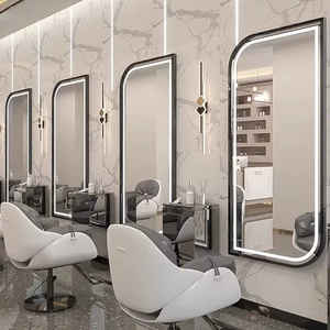 เฟอร์นิเจอร์ร้านเสริมสวยสปาผมหรูหราทันสมัยปี 2025 อุปกรณ์ทำผมแบบเต็มตัว สถานีช่างตัดผมพร้อมกระจกและไฟ LED - Product Image 4