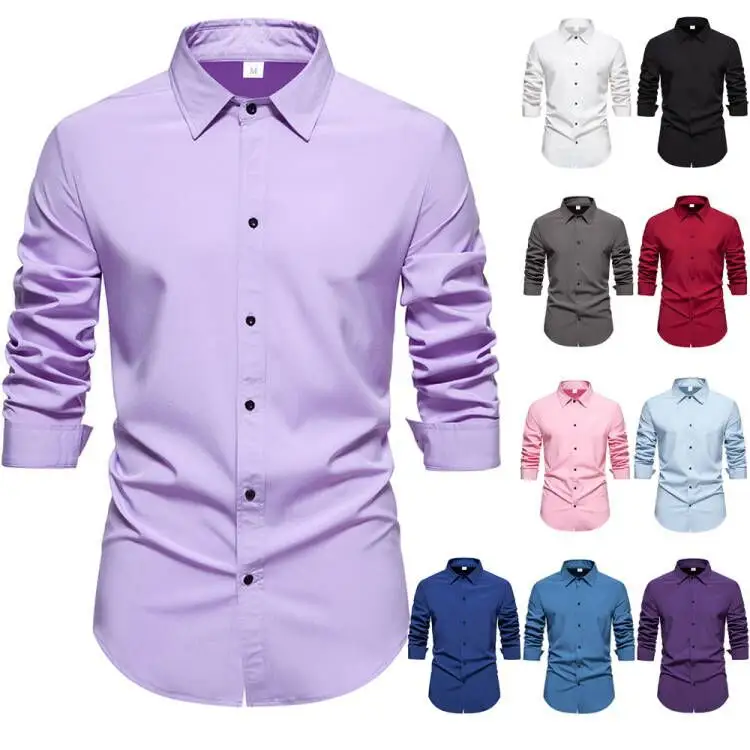 Özel işlemeli zarif ofis gömlek erkekler için yüksek kaliteli resmi pamuk elbise gömlek düğme Up lüks erkekler uzun kollu gömlek