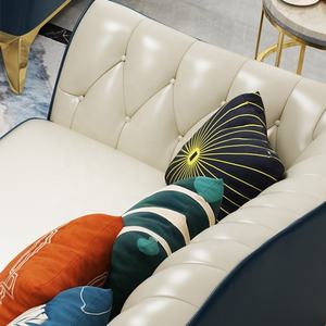 الحصري الراقية مصمم البحرية الحديثة كريم الأبيض الاصطناعية الجلود أريكة نائمة مع سيقان معدنية - Product Image 6