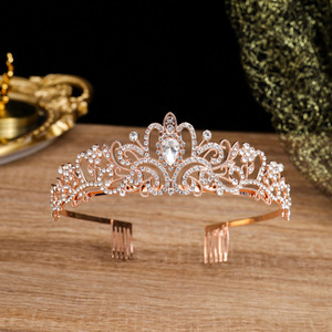 Vente en gros de cheveux de mariée cerceau alliage <span class=keywords><strong>diamant</strong></span> couronne cristal strass dames pince à cheveux pour mariage bal anniversaire couvre-chef accessoire - Product Image 1