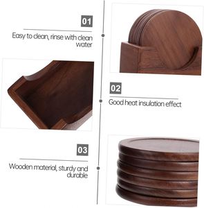 100% Natural Beech/Walnut Wood Round <b>Coaster</b> Set Holder Laser Cut Sizes S/M/L Classic Style Eco-Friendly for <b>Drinks</b> Hot Mats - Product Image 2