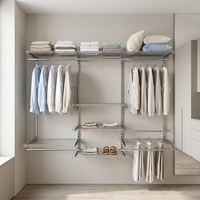 Armoire de chambre moderne en métal avec étagères métalliques à cinq niveaux, rangements suspendus pour penderie - Vente en gros