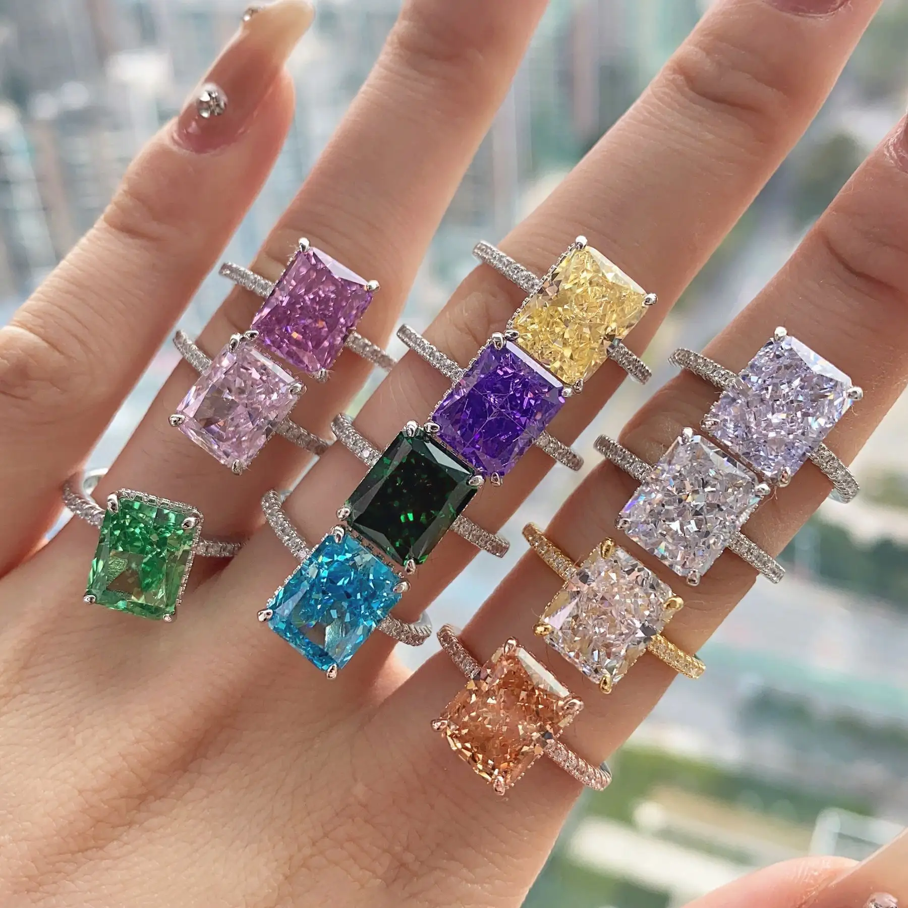 Блеск, модные серебряные кольца S925, ювелирные изделия, бриллиантовое измельченное обручальное кольцо с фианитом, роскошное обручальное кольцо для женщин
