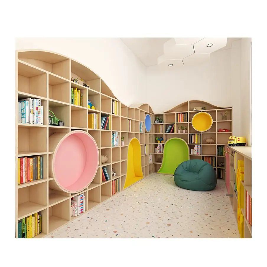 Chiquitos étagère à livres créative bonne qualité Oem/Odm avec portes vente en bois Protection de l'environnement et stockage de jouets bibliothèque en noyer