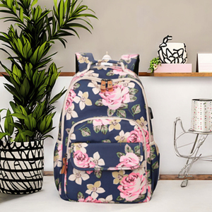 Fashion <b>Printed</b> Oxford Water Resistant Multi Functional Shoulder Diaper Backpack Changing Station Zipper Polyester Physiological - Product Image 2